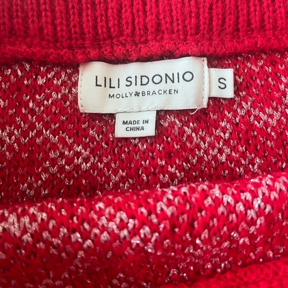 Lili Sodonio Red and Silver heart knit skirt - Picture 3 of 6